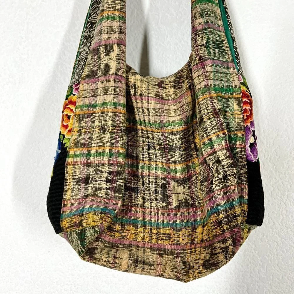Boho Messenger Hobo Bag Purse Embroidered Floral Colorful Hippie Artisan